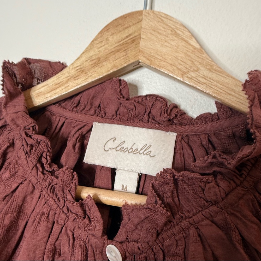 Cleobella Rust Red Embroidered Button-Front Blouse - Picture 4 of 9
